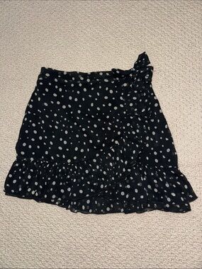 Urban Outfitters Black & White Polka Dot Wrap Mini Skirt